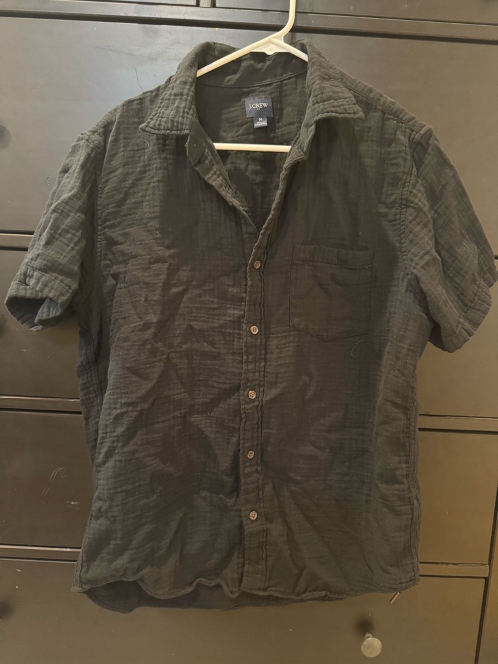 J. Crew Men's Short Sleeve Button-Down Shirt in Black